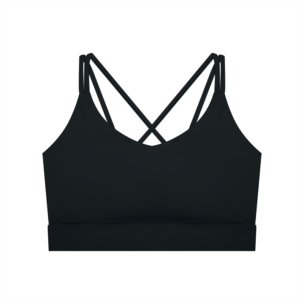 Women's 'DG' Black & White Cross-Over Sport Bra