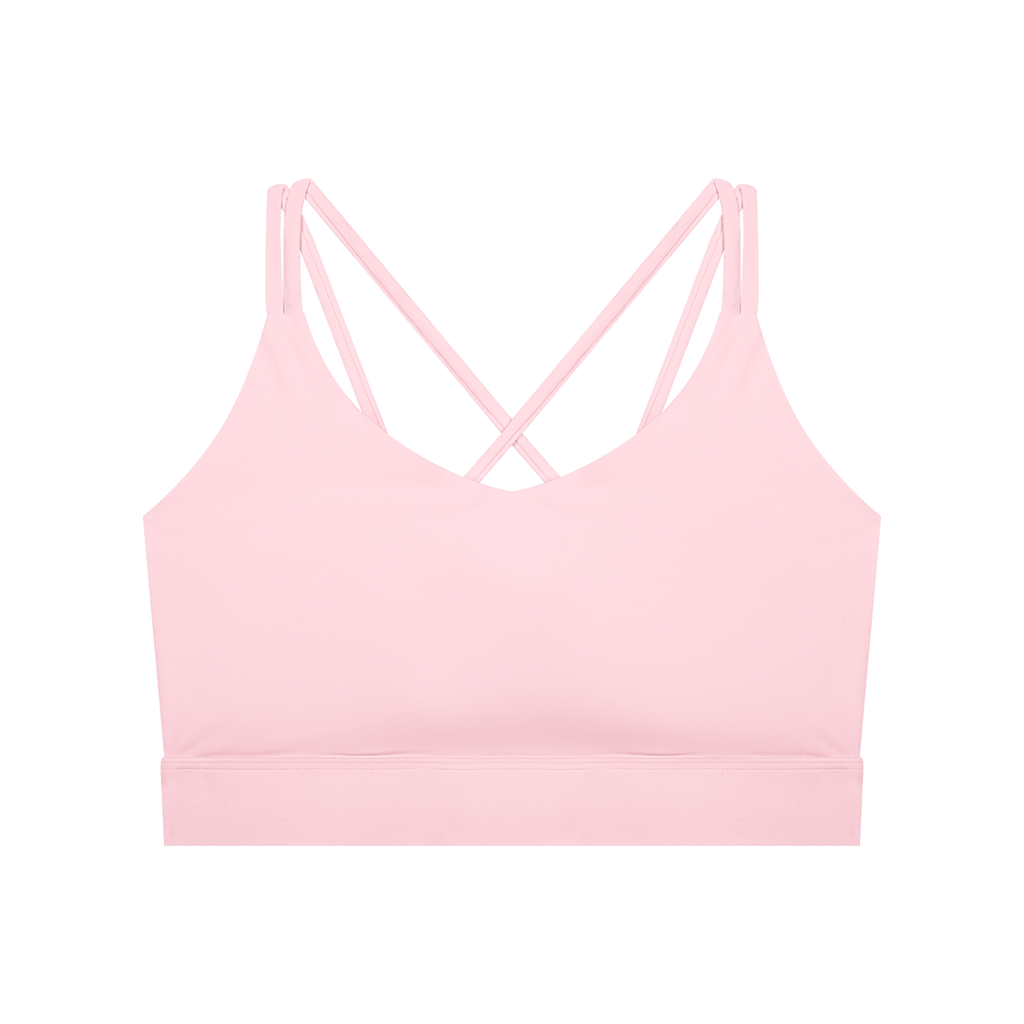 Women's 'DG' Pink & White Cross-Over Sport Bra