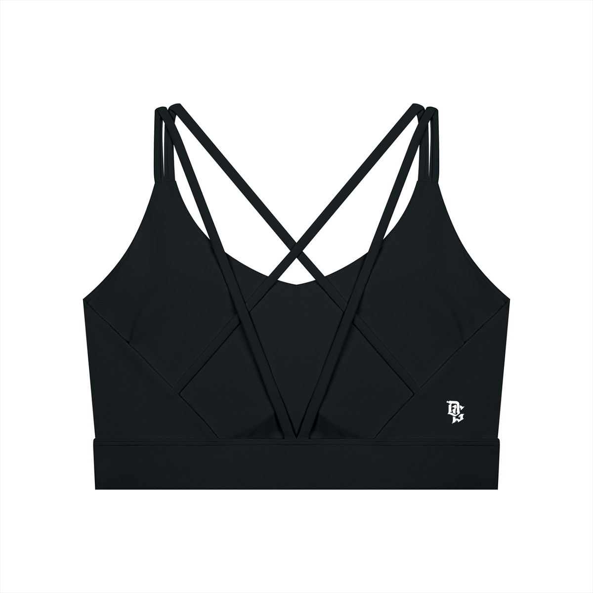 Women's 'DG' Black & White Cross-Over Sport Bra