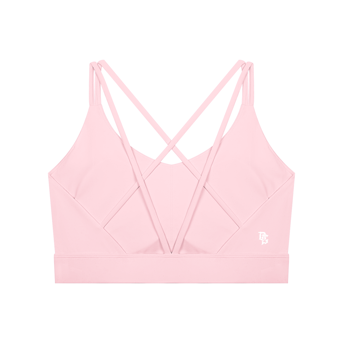 Women's 'DG' Pink & White Cross-Over Sport Bra