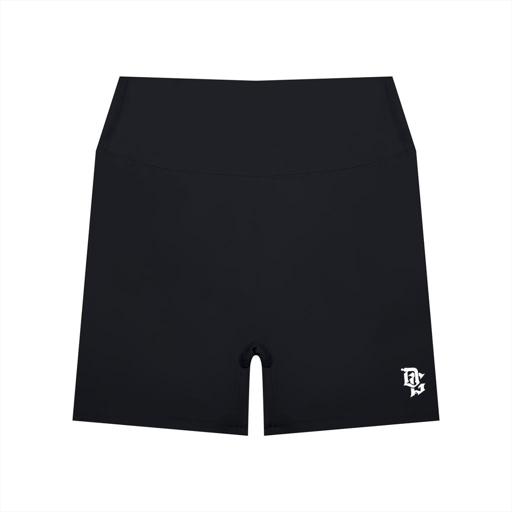 Women’s "DG" Black & White High Waisted Biker Shorts